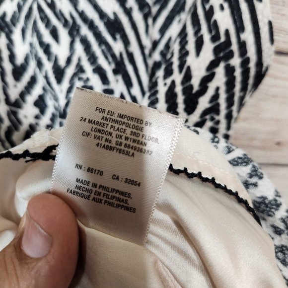 Anthropologie MAEVE Women Dress 4 Sleeveless Black Beige Geometric Sheath Zipper - Picture 8 of 15